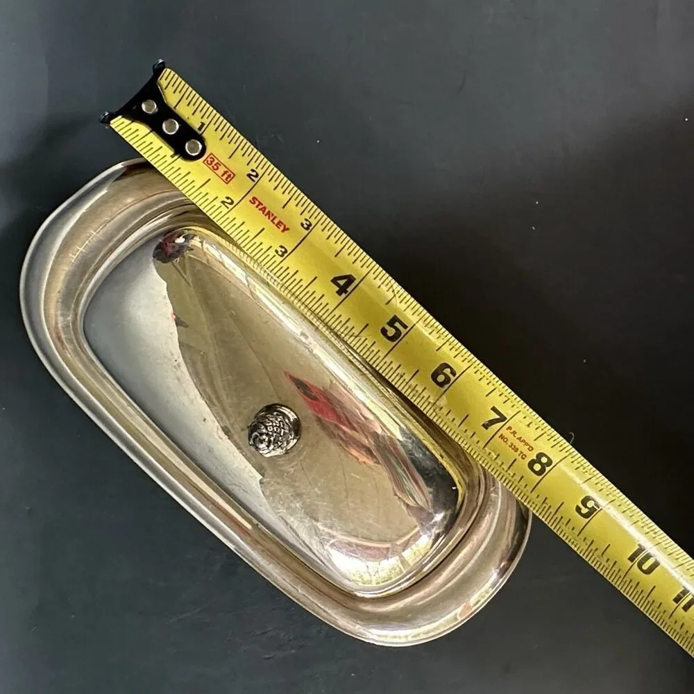 Vintage Silverplate, Butter Dish Elegant Patterned Pineapple Top, Glass insert